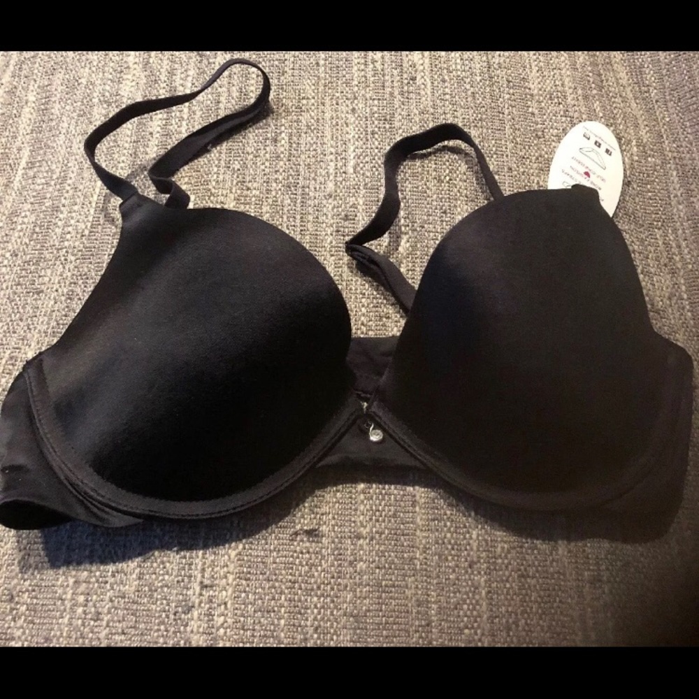NWT WINGS LOVE Padded Demi Coverage Black 34 B Bra